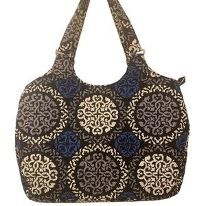 Vera Bradley Vintage Blue Medallion Quilted Large Tote Purse Bag Retired Print